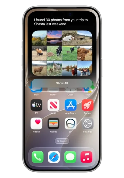 iPhone running the iOS 28 developer beta (concept)